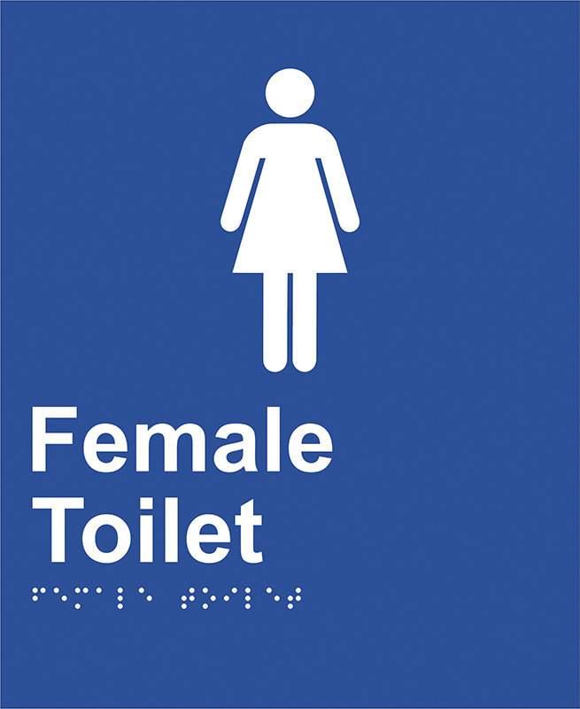 Braille Sign - Female Toilet, ABS Plastic, 220mm x 180mm