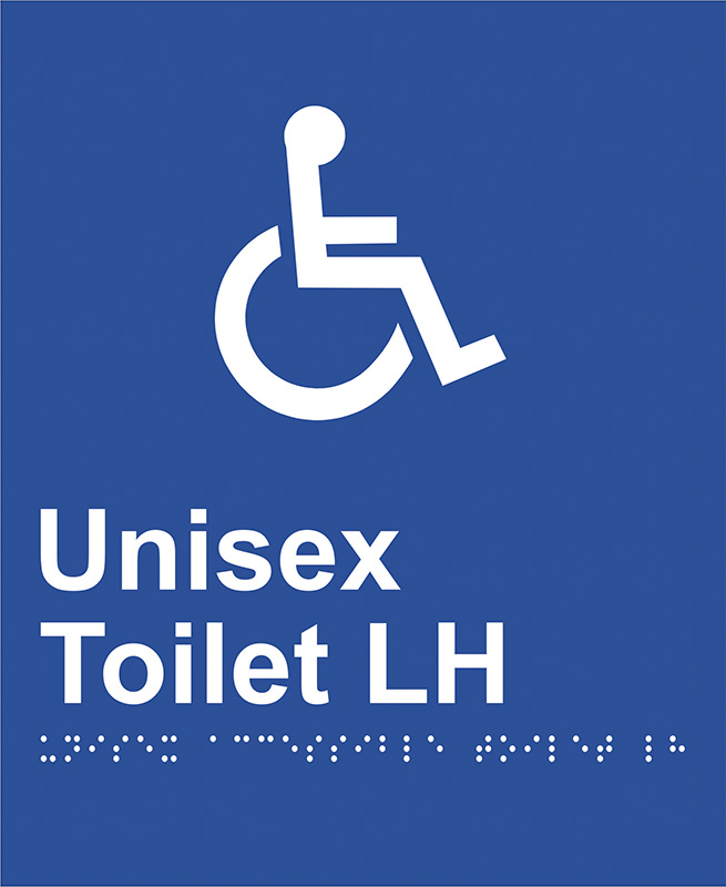 Braille Sign - Unisex Access Toilet LH, ABS Plastic, 220 x 180mm