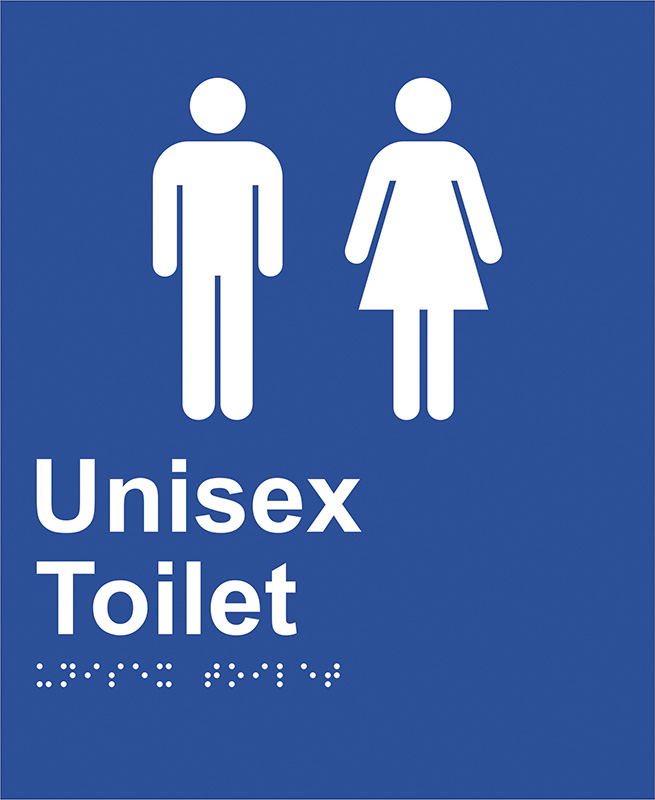 Braille Sign - Unisex Toilet, 220 x 180 mm