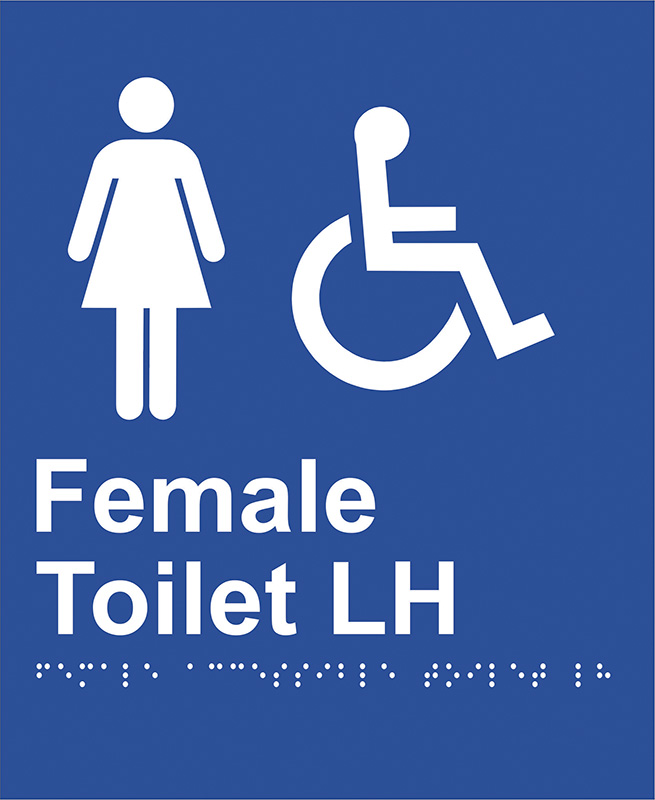 Braille Sign - Female Access Toilet LH, ABS Plastic 220 x 180mm