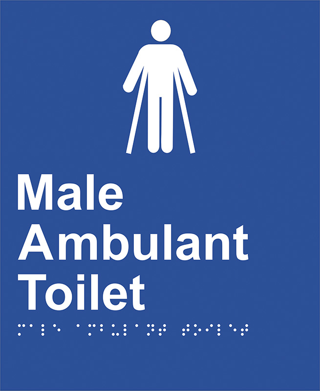 Braille Sign - Male Ambulant Toilet, ABS Plastic, 220 x 180 mm