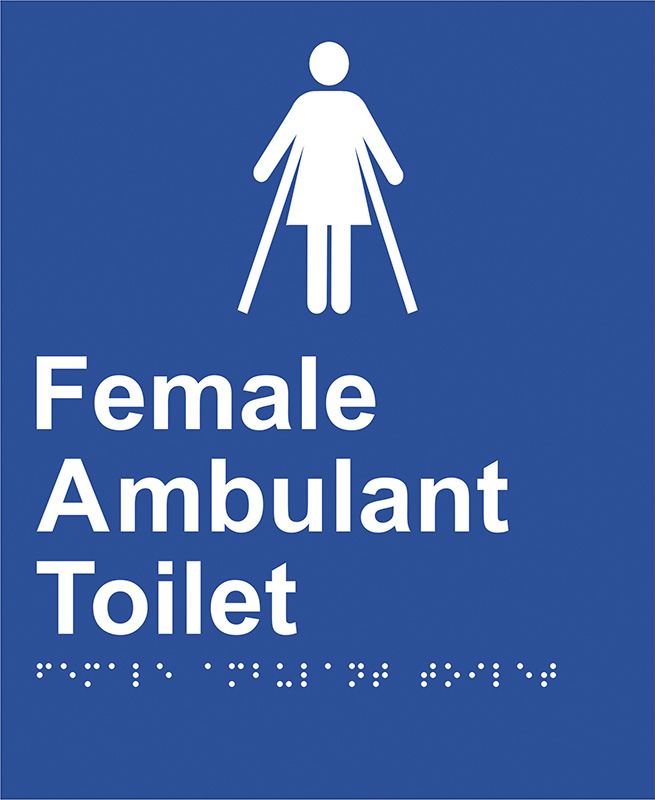 Braille Sign - Female Ambulant Toilet, ABS Plastic, 220 x 180 mm