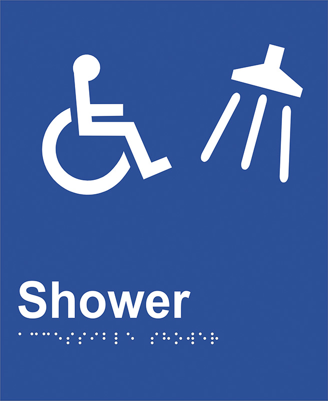 Braille Sign - Access Shower, ABS Plastic, 220 x 180mm
