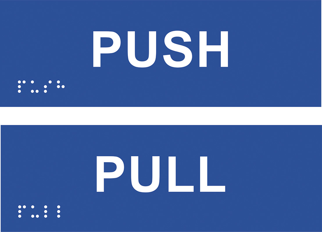 Braille Sign - Push/Pull Sets (Horizontal), ABS Plastic, 60 x 180mm