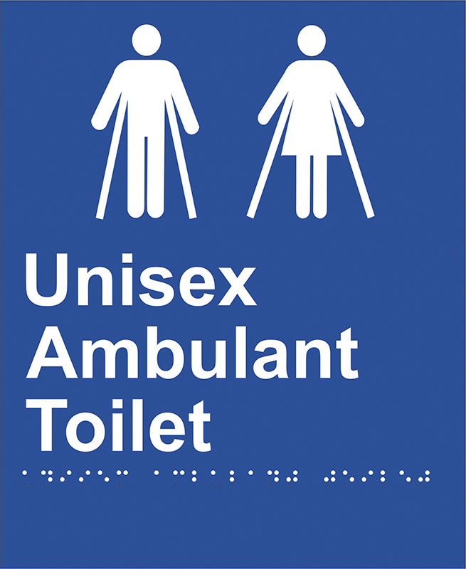 Braille Sign - Unisex Ambulant Toilet, ABS Plastic, 220 x 180 mm