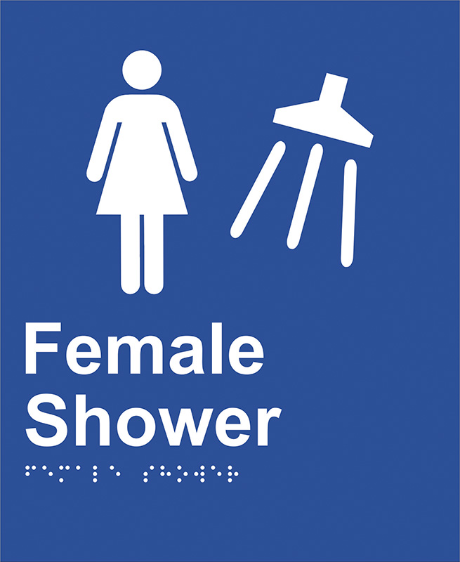 Braille Sign - Female Shower, ABS Plastic, 220 x 180mm