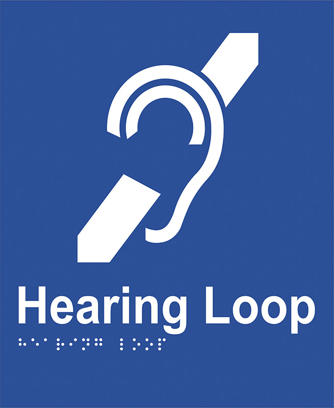Braille Sign - Hearing Loop, ABS Plastic, 220 x 180 mm