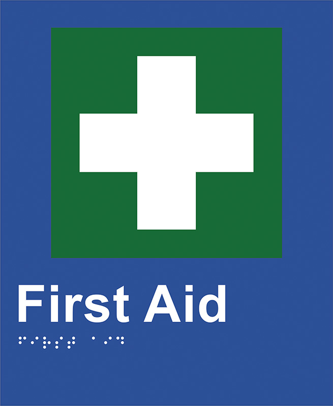 Braille Sign - First Aid, ABS Plastic, 220 x 180mm