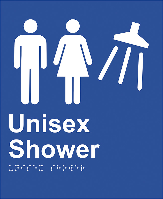 Braille Sign - Unisex Shower, ABS Plastic, 220 x 180mm
