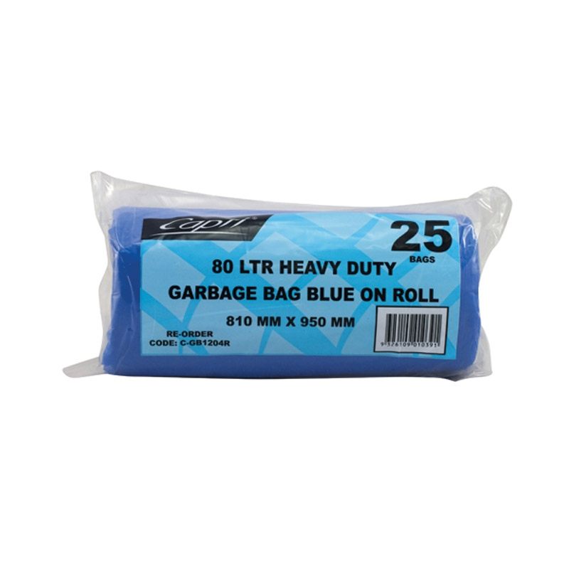Heavy Duty Garbage Bag Blue 80L - Roll of 25