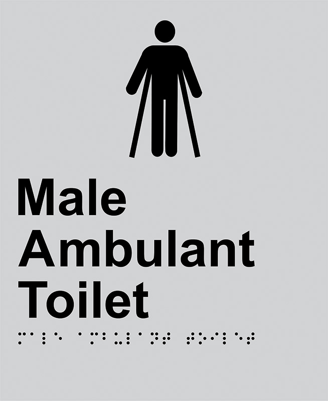 Braille Sign - Male Ambulant Toilet, Anodised Aluminium, 220 x 180 mm