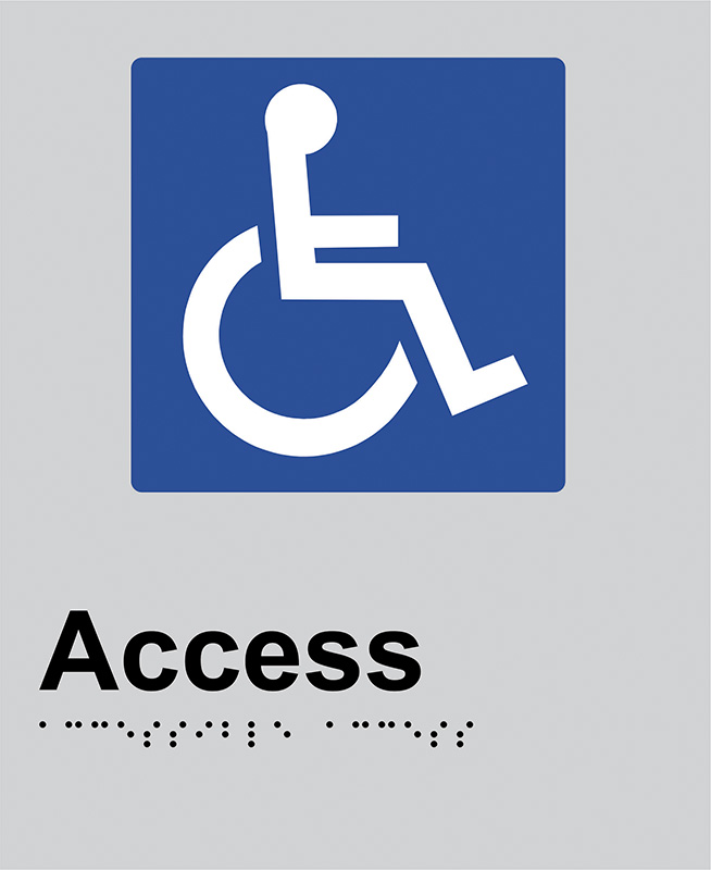 Braille Sign - Access, Anodised Aluminium 220 x 180mm