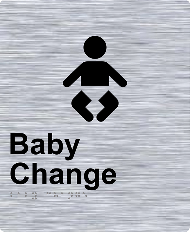 Braille Sign - Baby Change, Stainless Steel, 220 x 180 mm