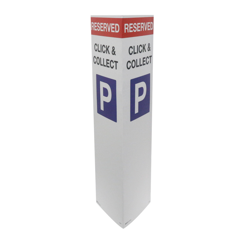 Bollard Signs - Reserved Click and Collect Parking, Flute 270 x 1000mm