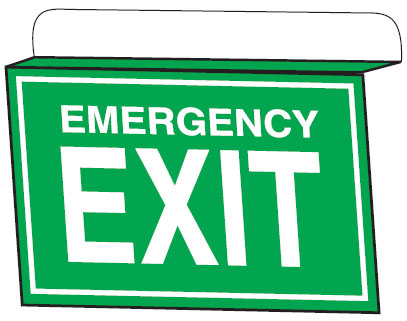 Drop Ceiling Double Faced Signs - Emergency Exit