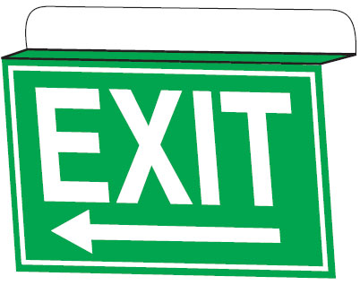 Drop Ceiling Double Faced Signs - Exit W/ Right Arrow
