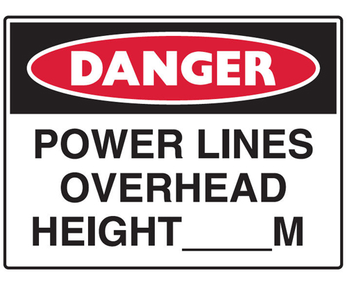 Danger Sign Polypropylene - Power Lines Overhead Height ___M
