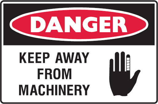 Graphic Warning Signs - Keep Away From Machinery