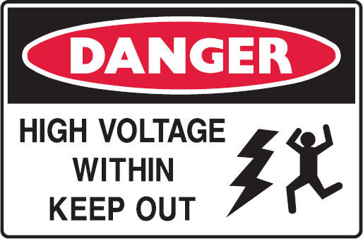 Glow In The Dark Safety Signs - High Voltage Within Keep Out