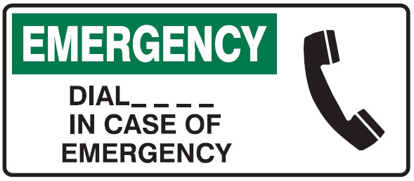 Emergency Info Signs - Dial ____ In Case Of Emergency W/Picto