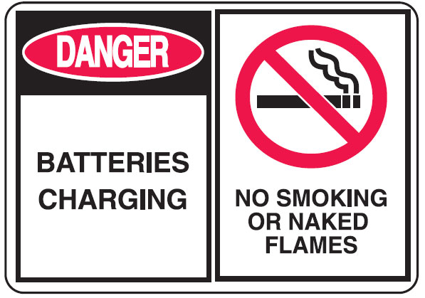 Battery Charging Signs - Batteries Charging/No Smoking W/Picto