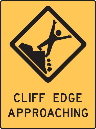 Water Safety Signs - Cliff Edge Approaching W/Picto
