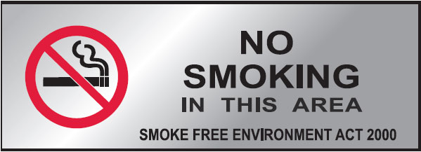 Deluxe No Smoking Signs - No Smoking In This Area Smoke Free Environment Act 2000 W/Picto