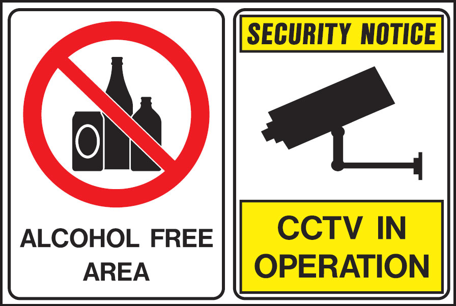 Alcohol Prohibition Signs  - Alcohol Free Area Security Notice Cctv In Operation