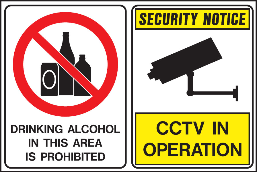 Alcohol Prohibition Signs - Drinking Alcohol In This Area Is Prohibited \ Cctv In Operation