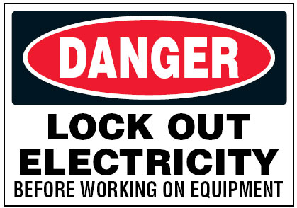 Arc Flash & Lockout Labels - Lock Out Electricity Before Working On Equipment