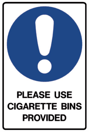 No Smoking Signs - Use Cigarette Bins Provided
