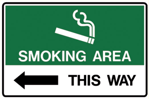 No Smoking Signs - Smoking Area This Way