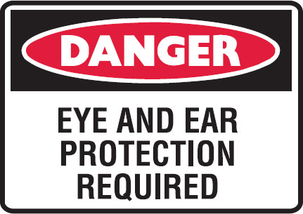 Small Graphic Labels - Eye And Ear Protection Required