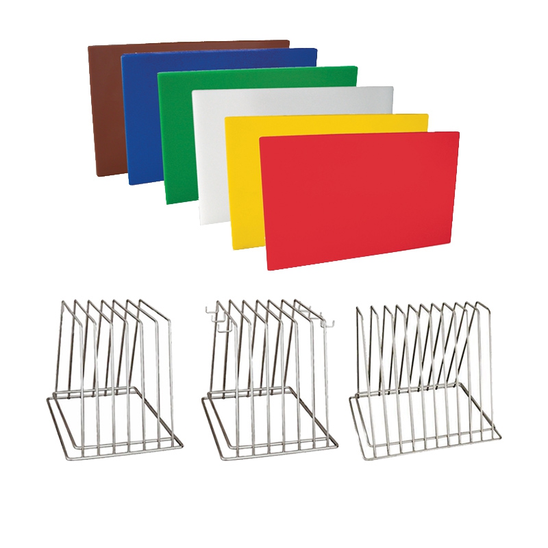 Colour Coded Cutting Board Sets and Rack