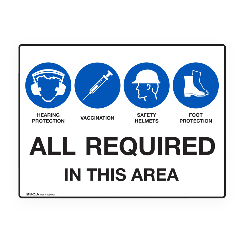 Multiple Condition Sign - PPE and Vaccination, 600 x 450mm
