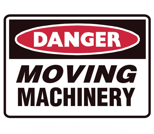  Danger Label Small- Moving Machinery H90mm x W125mm