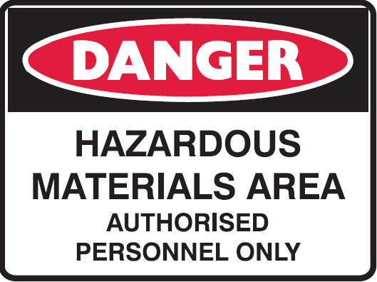 Small Labels - Hazardous Materials Area Authorised Personnel Only