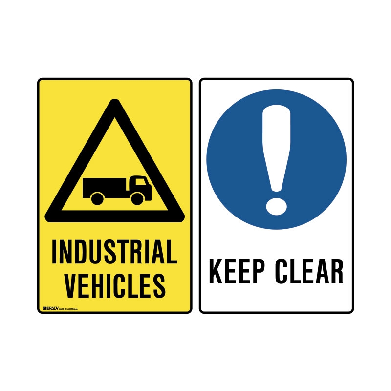 Multiple Warning Signs - Industrial Vehicles/Keep Clear
