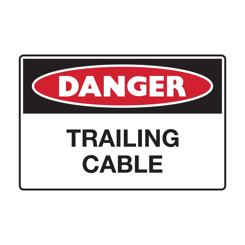 Danger Sign - Trailing Cable, 450mm (W) x 300mm (H), Metal, Class 1 Reflective