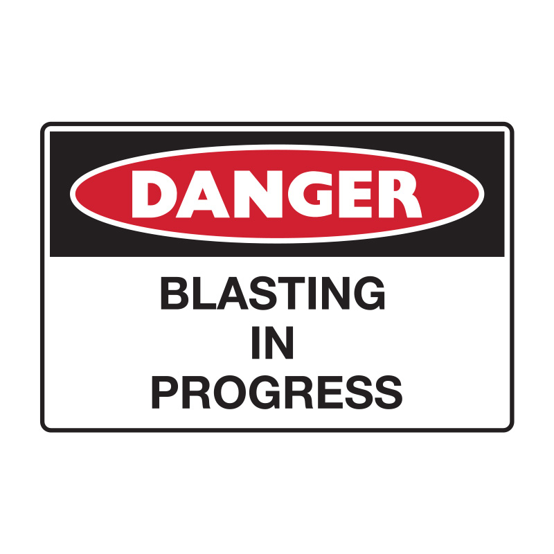 Danger Signs - Blasting In Progress, 450mm (W) x 300mm (H), Metal, Class 1 Reflective