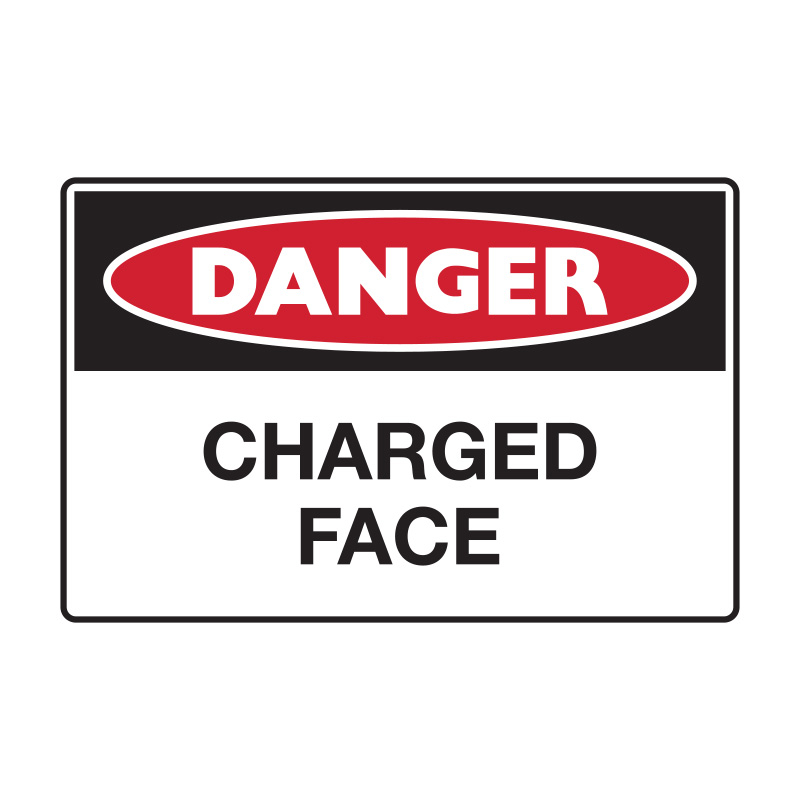 Danger Sign - Charged Face, 450mm (W) x 300mm (H), Metal, Class 1 Reflective