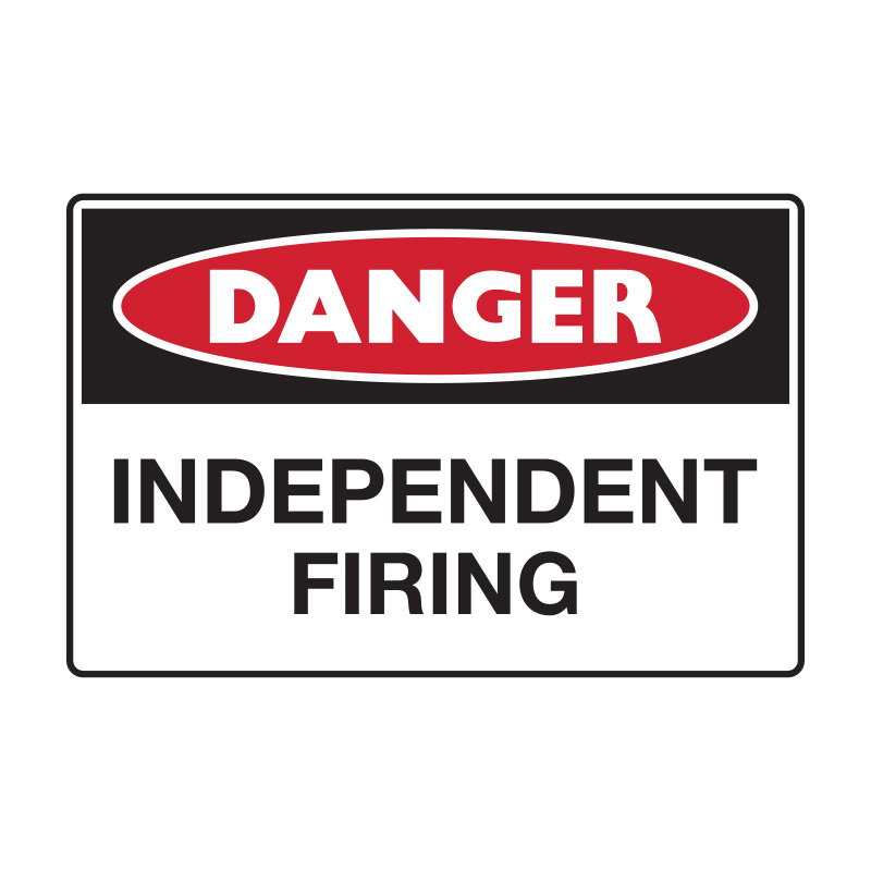 Danger Sign - Independent Firing, 450mm (W) x 300mm (H), Metal, Class 1 Reflective