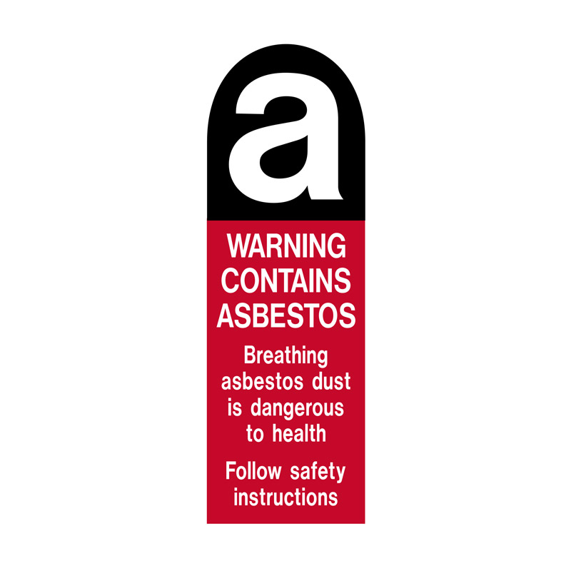 Asbestos Sign - A Warning Contains Asbestos - 200mm (H) x 100mm (W), Self Adhesive Vinyl 