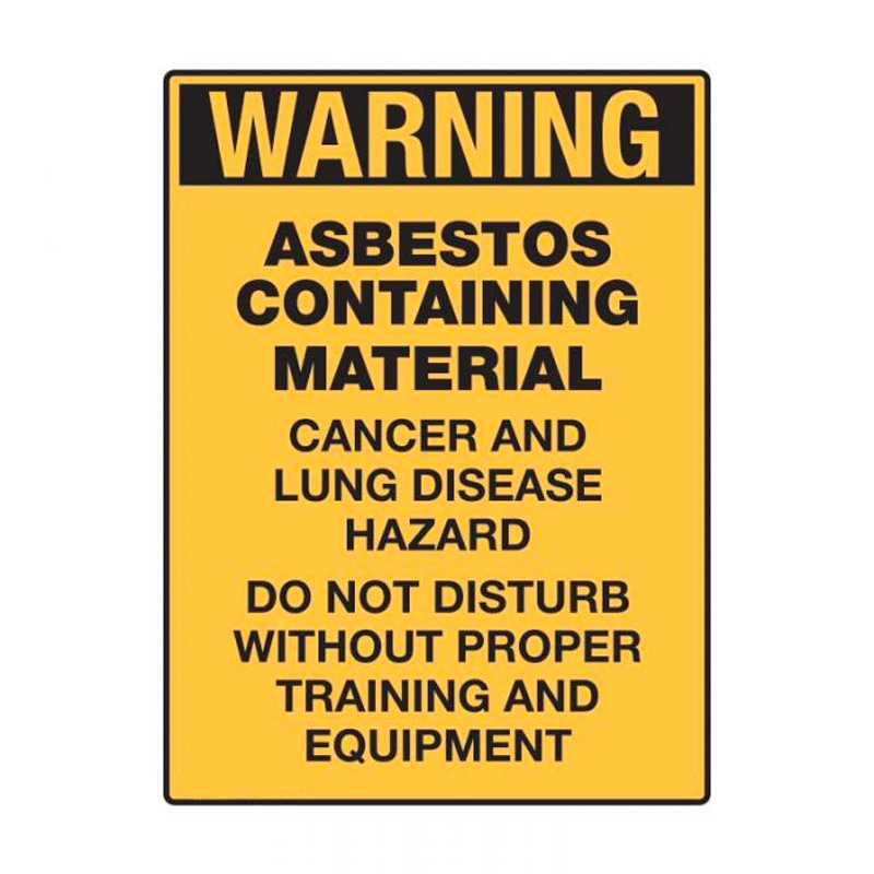 Asbestos Sign - Warning Asbestos Containing Material, 450mm (W) x 600mm (H), Polypropylene