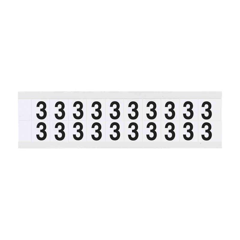 Outdoor Numbers and Letters, "3", 15.875mm Font Size, 16.66mm (W) x 19.05mm (H), Vinyl, Black on White