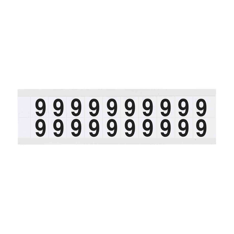Outdoor Numbers and Letters, "9", 15.875mm Font Size, 16.66mm (W) x 19.05mm (H), Vinyl, Black on White