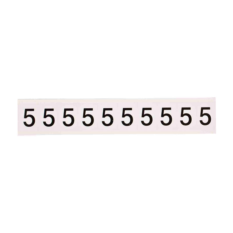 Outdoor Numbers and Letters, "5", 25.4mm Font Size, 27mm (W) x 38.1mm (H), Vinyl, Black on White