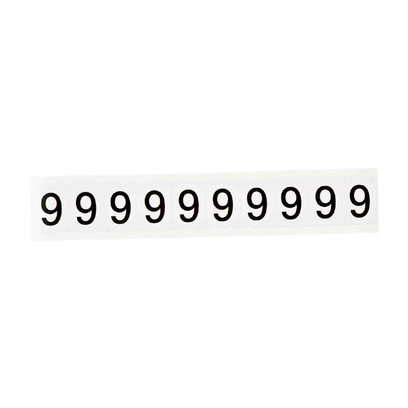 Outdoor Numbers and Letters, "9", 25.4mm Font Size, 27mm (W) x 38.1mm (H), Vinyl, Black on White