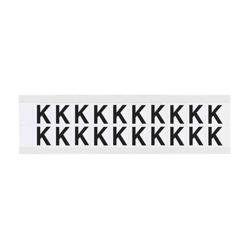 Outdoor Numbers and Letters, "K", 15.875mm Font Size, 16.66mm (W) x 19.05mm (H), Vinyl, Black on White