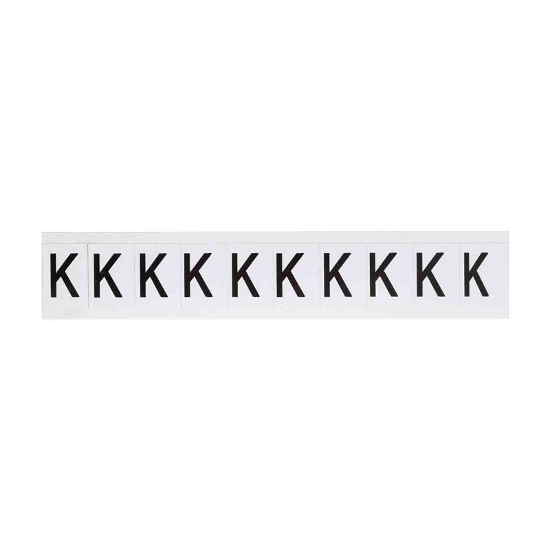 Outdoor Numbers and Letters, "K", 25.4mm Font Size, 27mm (W) x 38.1mm (H), Vinyl, Black on White